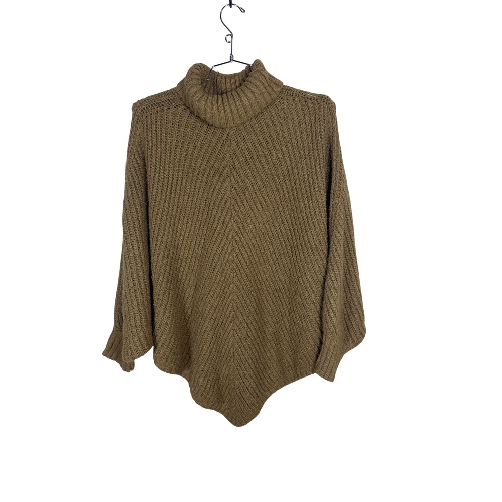 Torrid Brown Chevron Knit Turtleneck Poncho Sweater Dolman Sleeve Plus Size 1/2